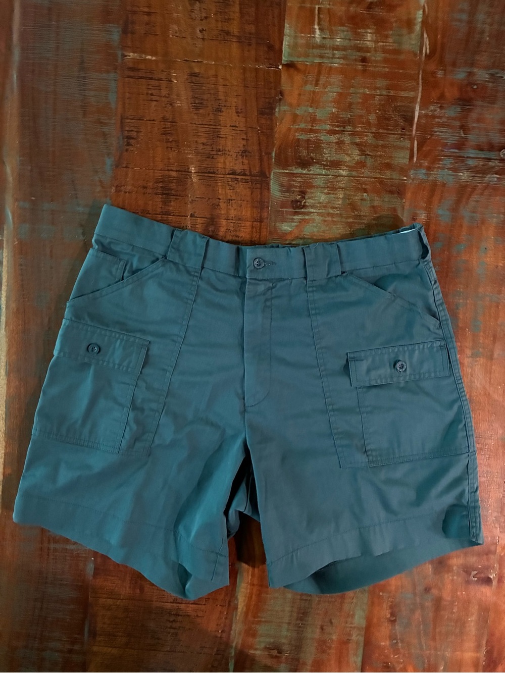 Sportif Men’s Size 36 Vintage Teal Cargo Fishing Utility Shorts Waist
